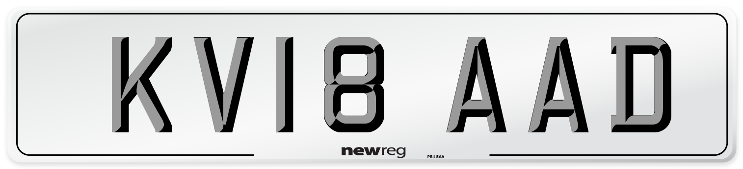 KV18 AAD Number Plate from New Reg